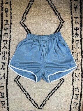 Frankie Shop Sky Blue Athletic Shorts with White Trim